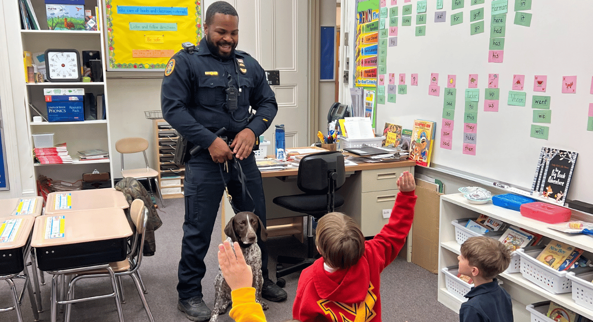 Bethlehem Police Officer Burton and K9 Partner Visit First Grade